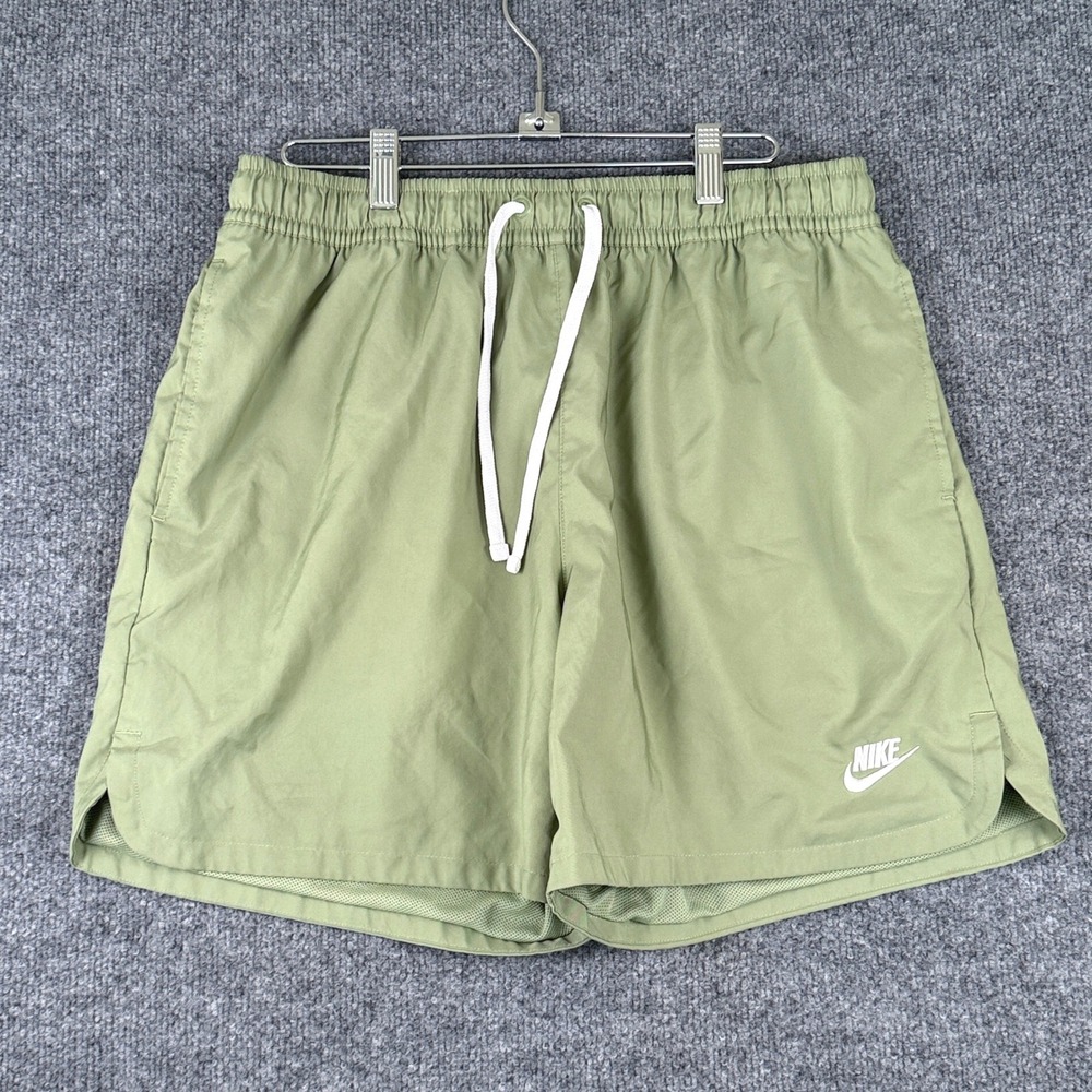 Nike Sportswear Woven Flow Shorts Mens L Oil Green 5.5" Gym Drawstring DM6829